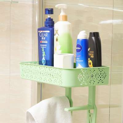 Modern bathroom storage corner rack organizer wall mounted plastic shower shelf no drilling